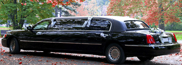 A & J Transportation - Limo driving the bride and groom